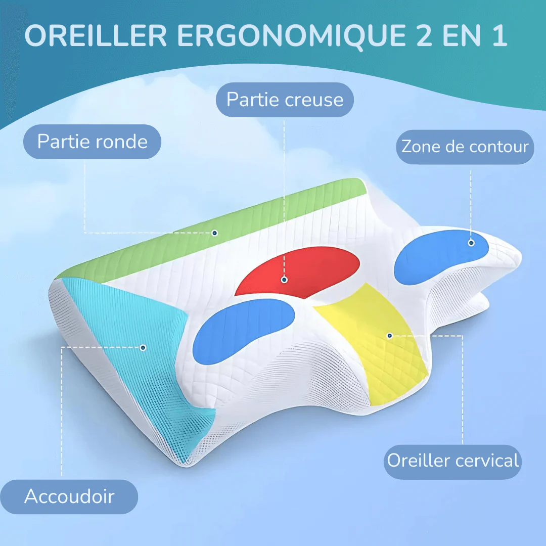 Coussin ergonomique à mémoire de forme - Soutien cervical et confort optimal pour un sommeil réparateur.